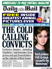 Daily Mail () Newspaper Front Page for 16 October 2017