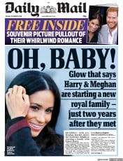 Daily Mail () Newspaper Front Page for 16 October 2018