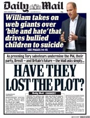 Daily Mail () Newspaper Front Page for 16 November 2018
