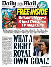 Daily Mail () Newspaper Front Page for 16 December 2017