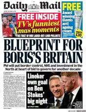 Daily Mail () Newspaper Front Page for 16 December 2019