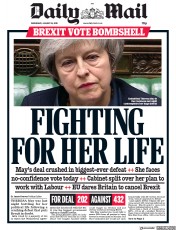 Daily Mail () Newspaper Front Page for 16 January 2019