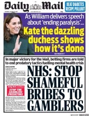 Daily Mail () Newspaper Front Page for 16 January 2020