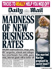 Daily Mail () Newspaper Front Page for 16 February 2017