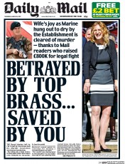 Daily Mail () Newspaper Front Page for 16 March 2017