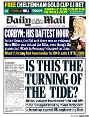 Daily Mail () Newspaper Front Page for 16 March 2018