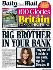 Daily Mail () Newspaper Front Page for 16 April 2016