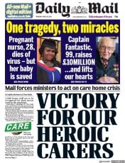 Daily Mail () Newspaper Front Page for 16 April 2020