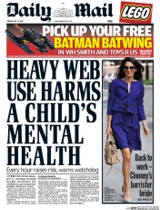 Daily Mail () Newspaper Front Page for 16 May 2014
