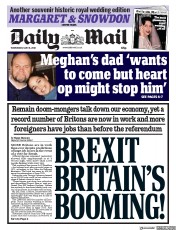 Daily Mail () Newspaper Front Page for 16 May 2018