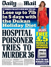 Daily Mail () Newspaper Front Page for 16 July 2011