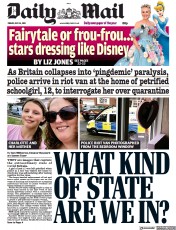Daily Mail () Newspaper Front Page for 16 July 2021