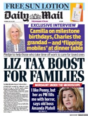 Daily Mail () Newspaper Front Page for 16 July 2022