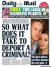 Daily Mail () Newspaper Front Page for 16 August 2011