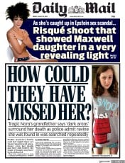 Daily Mail () Newspaper Front Page for 16 August 2019