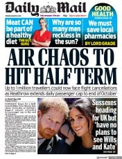 Daily Mail () Newspaper Front Page for 16 August 2022