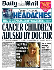 Daily Mail () Newspaper Front Page for 16 September 2014