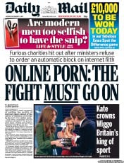 Daily Mail () Newspaper Front Page for 17 December 2012