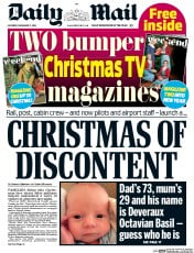 Daily Mail () Newspaper Front Page for 17 December 2016
