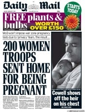 Daily Mail () Newspaper Front Page for 17 February 2014
