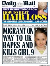Daily Mail () Newspaper Front Page for 17 April 2015