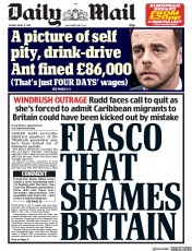 Daily Mail () Newspaper Front Page for 17 April 2018