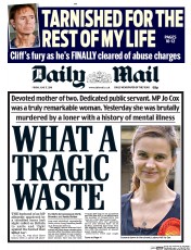 Daily Mail () Newspaper Front Page for 17 June 2016