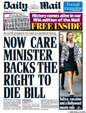 Daily Mail () Newspaper Front Page for 17 July 2014