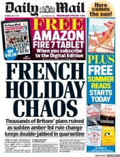 Daily Mail () Newspaper Front Page for 17 July 2021