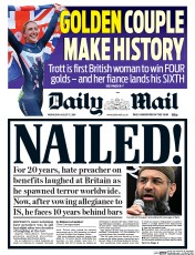 Daily Mail () Newspaper Front Page for 17 August 2016