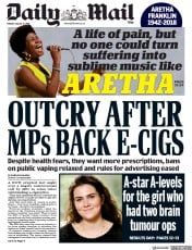 Daily Mail () Newspaper Front Page for 17 August 2018
