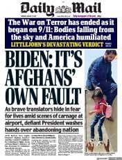 Daily Mail () Newspaper Front Page for 17 August 2021