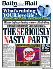 Daily Mail () Newspaper Front Page for 17 September 2014