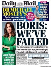 Daily Mail () Newspaper Front Page for 17 September 2020