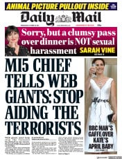 Daily Mail () Newspaper Front Page for 18 October 2017