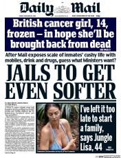 Daily Mail () Newspaper Front Page for 18 November 2016