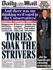 Daily Mail () Newspaper Front Page for 18 November 2022