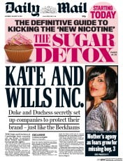 Daily Mail () Newspaper Front Page for 18 January 2014