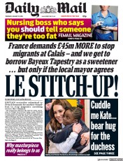 Daily Mail () Newspaper Front Page for 18 January 2018