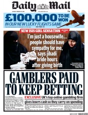 Daily Mail () Newspaper Front Page for 18 February 2019