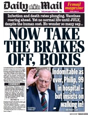 Daily Mail () Newspaper Front Page for 18 February 2021
