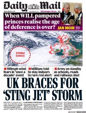 Daily Mail () Newspaper Front Page for 18 February 2022