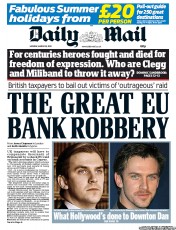 Daily Mail () Newspaper Front Page for 18 March 2013