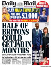 Daily Mail () Newspaper Front Page for 18 May 2020
