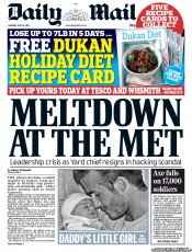 Daily Mail () Newspaper Front Page for 18 July 2011