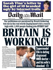Daily Mail () Newspaper Front Page for 18 July 2018