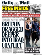 Daily Mail () Newspaper Front Page for 18 August 2014
