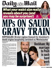 Daily Mail () Newspaper Front Page for 19 October 2018