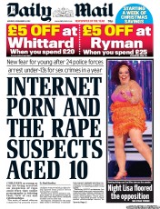 Daily Mail () Newspaper Front Page for 19 November 2012
