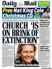 Daily Mail () Newspaper Front Page for 19 November 2013